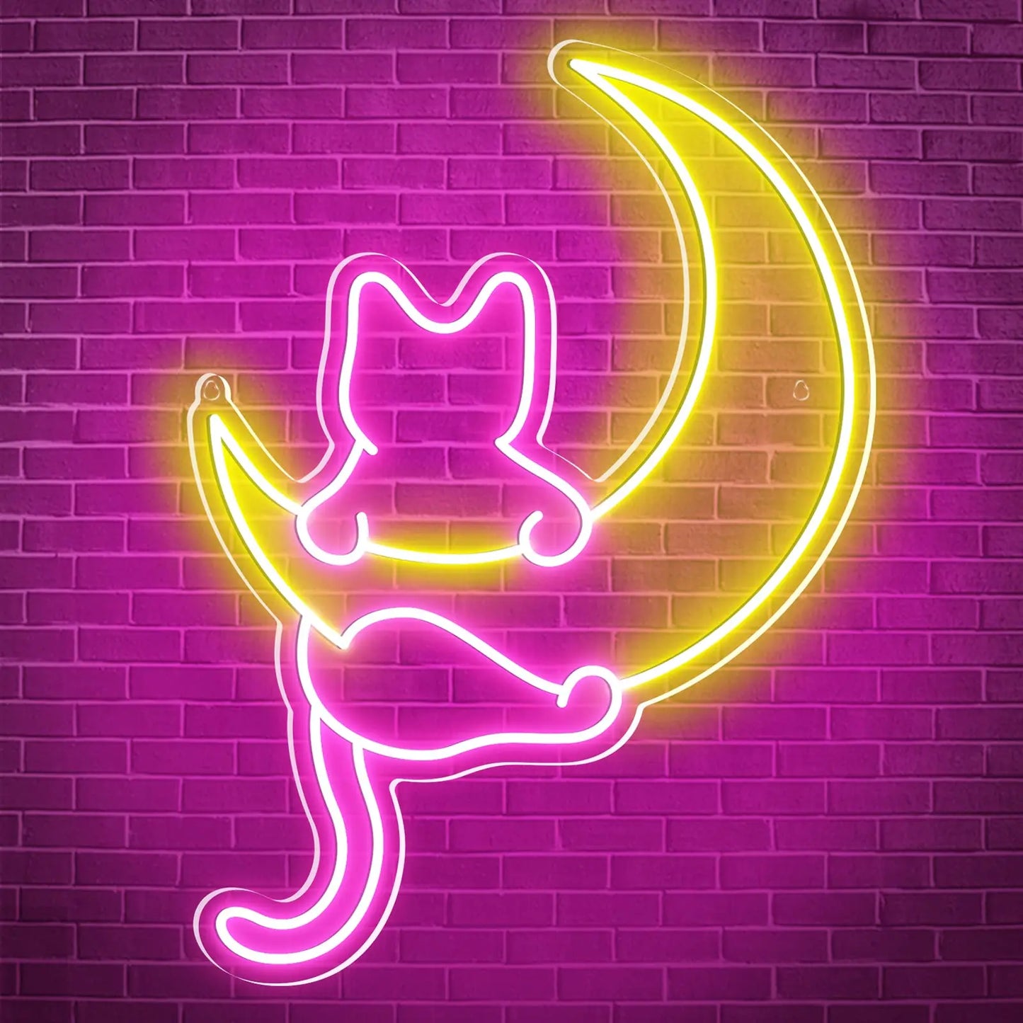 Gato e Lua Neon